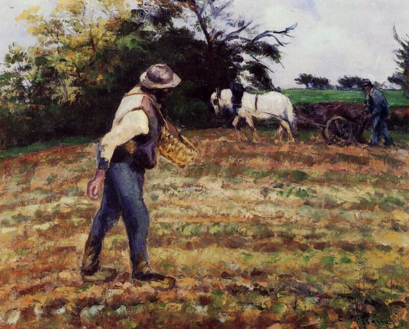 The Sower, Montfoucault (1875) - Camille Pissarro Tablo