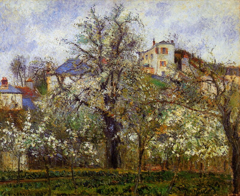 The Vegetable Garden with Trees in Blossom, Spring, Pontoise (1877) - Camille Pissarro Tablo