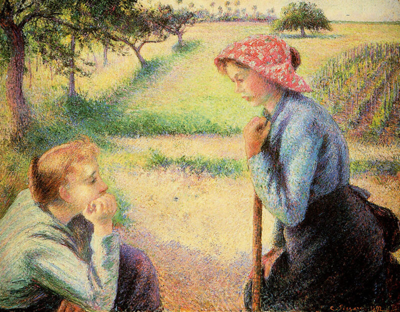 The talk (1892) – Camille Pissarro Tablo