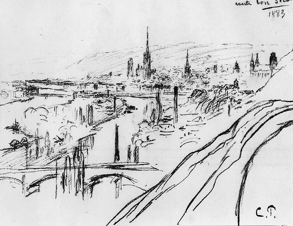 View of Rouen - Camille Pissarro Tablo