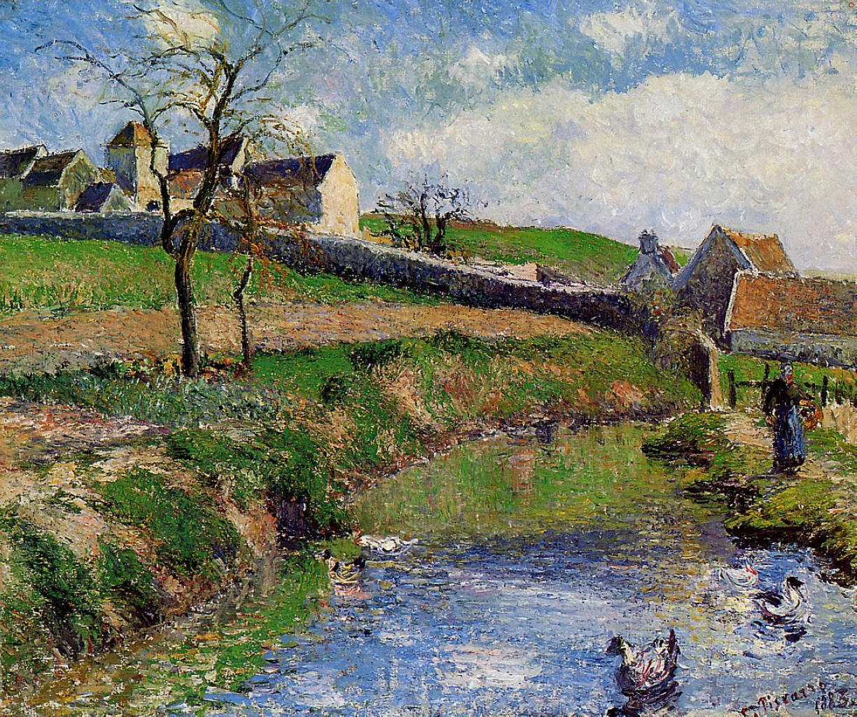 View of a Farm in Osny (1883) - Camille Pissarro Tablo