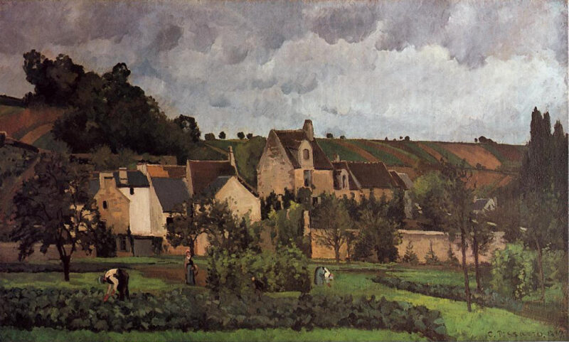 View of l'Hermitage at Pontoise (1867) - Camille Pissarro Tablo
