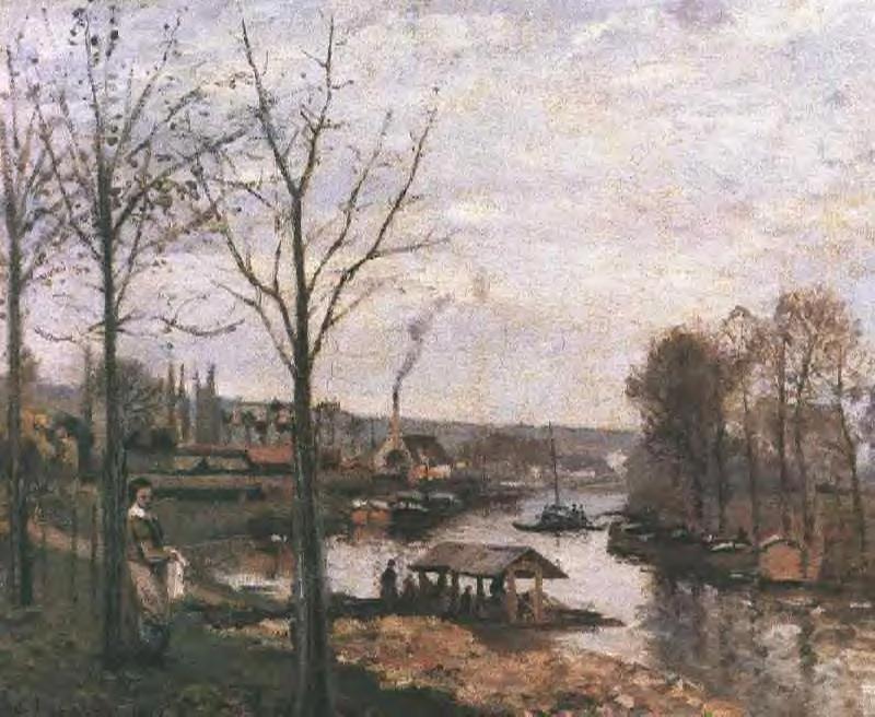 Wash House at Bougival (1872) - Camille Pissarro Tablo