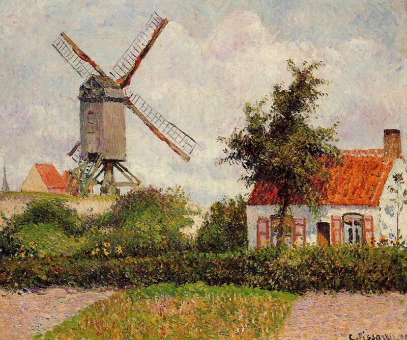 Windmill at Knokke, Belgium (1894) - Camille Pissarro Tablo
