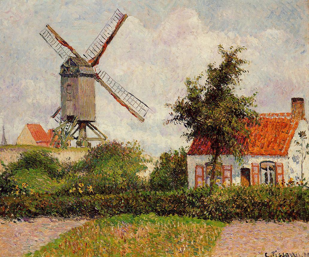 Windmill at Knokke, Belgium (1894) – Camille Pissarro Tablo