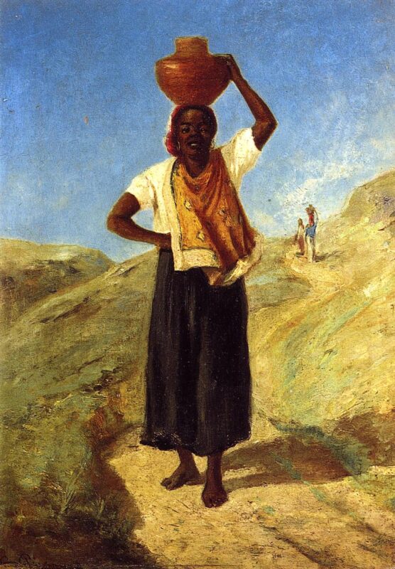 Woman Carrying a Pitcher on Her Head (1854) - Camille Pissarro Tablo