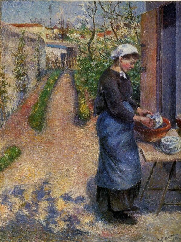 Young Woman Washing Plates (1882) - Camille Pissarro Tablo