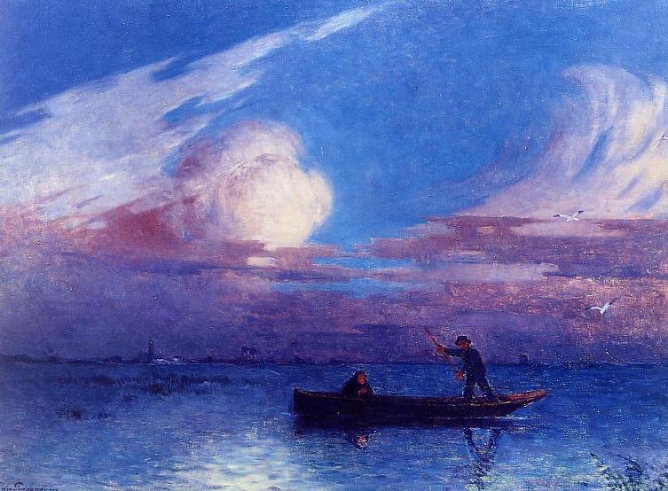 Boating at Night in Briere (1926) - Ferdinand du Puigaudeau Tablo
