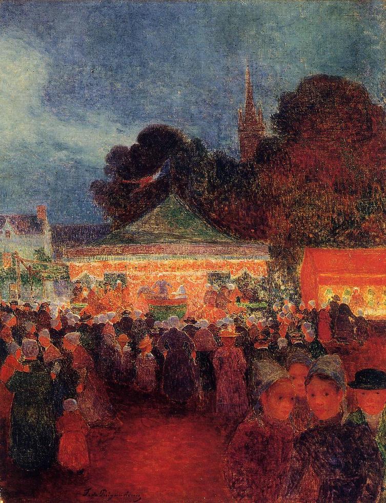 Carnival at Night in Croisic (1898) - Ferdinand du Puigaudeau Tablo