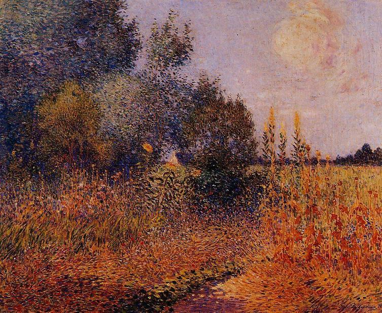 Flower Garden at Kervaudu (1928) - Ferdinand du Puigaudeau Tablo
