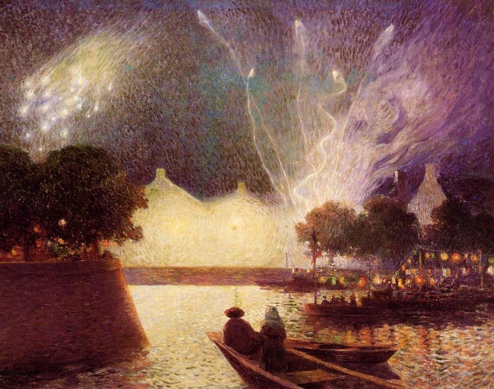 Fuegos Artificiales En El Puerto (1890) - Ferdinand du Puigaudeau Tablo