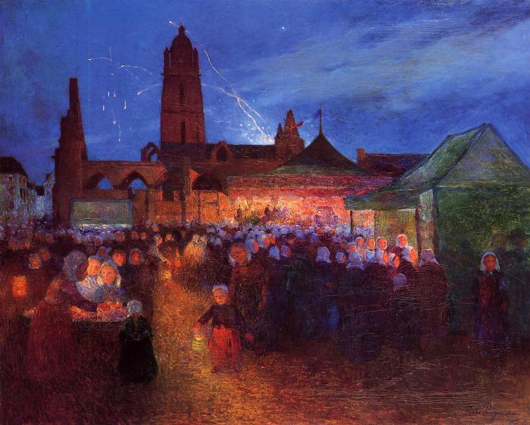 July 14th Firevorks at Bourg de Batz - Ferdinand du Puigaudeau Tablo