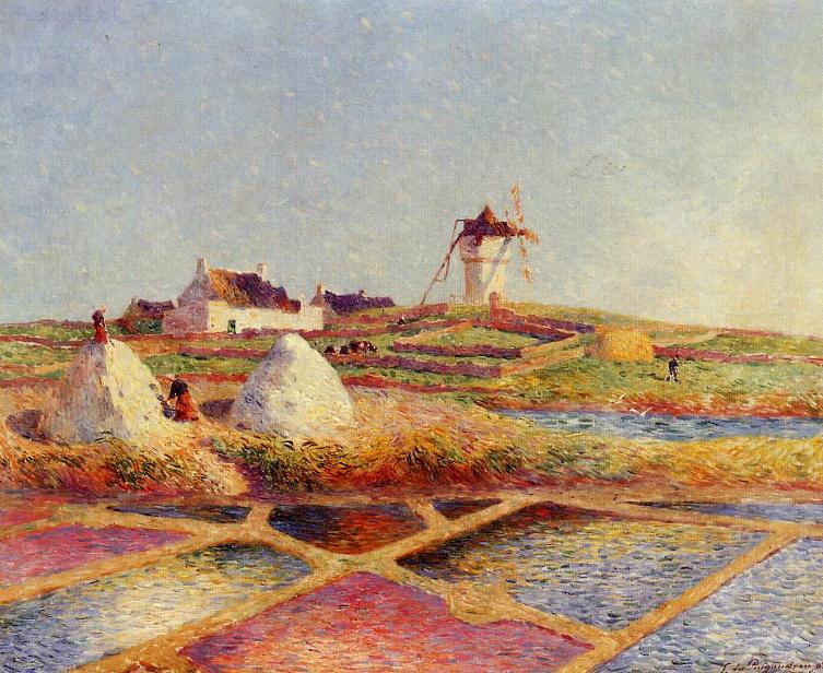 Landscape with Mill near the Salt Ponds (1902) - Ferdinand du Puigaudeau Tablo