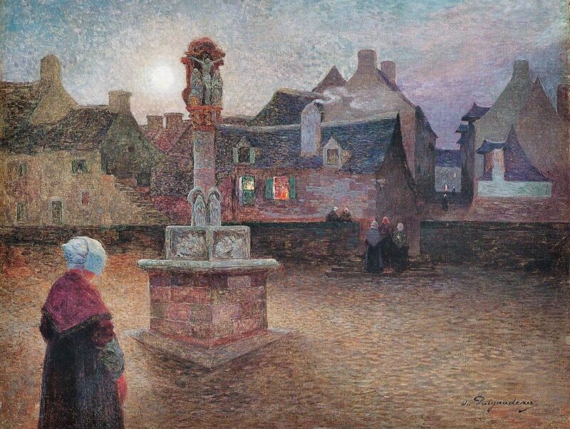 Le Calvaire De Rochefort en terre Ou L'office Du Soir (1895) - Ferdinand du Puigaudeau Tablo