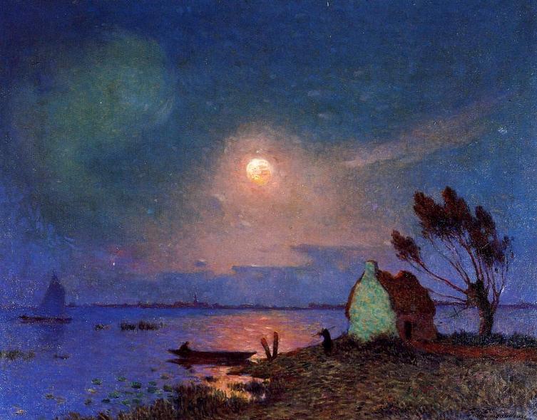 Pont Aven in the Moonlight - Ferdinand du Puigaudeau Tablo