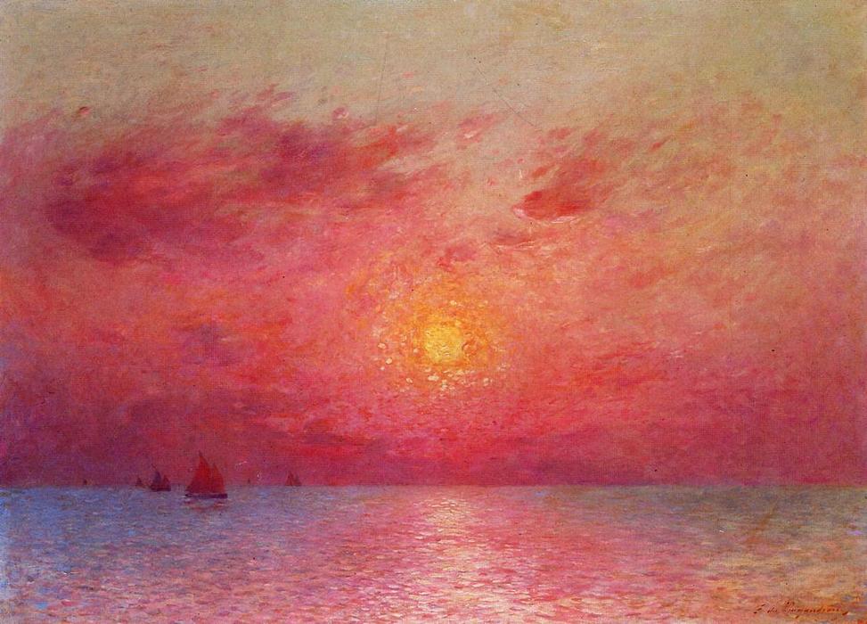 Sailboats at Sea Evening - Ferdinand du Puigaudeau Tablo
