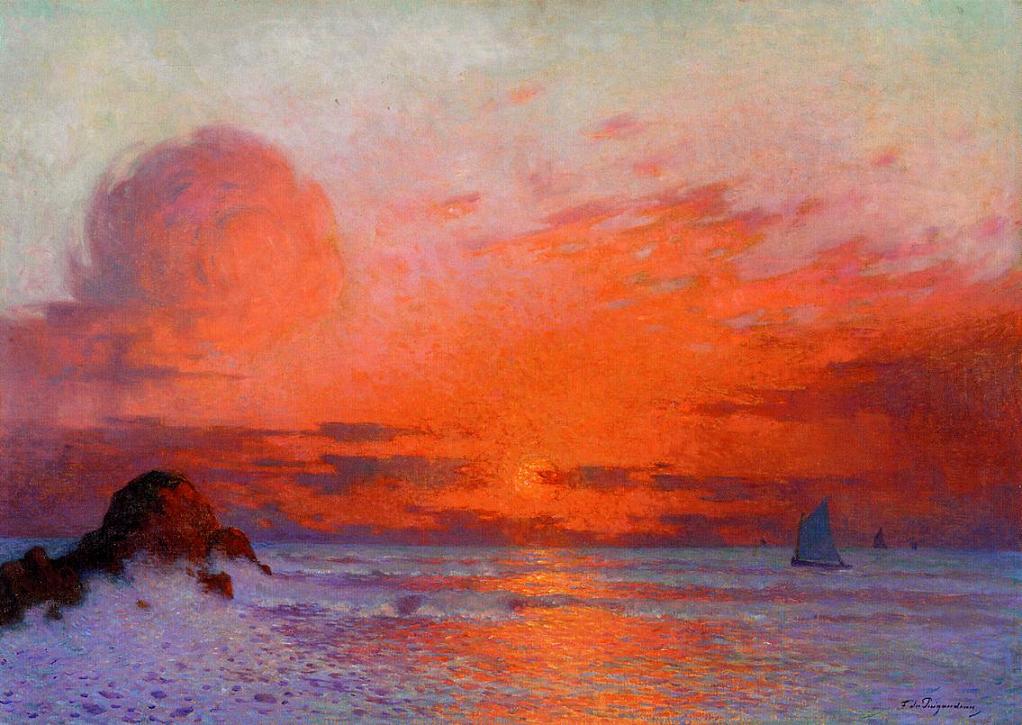 Sailboats at Sunset - Ferdinand du Puigaudeau Tablo