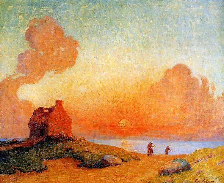 Sunset by the Sea, Brittany (1930) - Ferdinand du Puigaudeau Tablo
