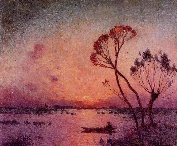 Sunset in Briere I - Ferdinand du Puigaudeau Tablo
