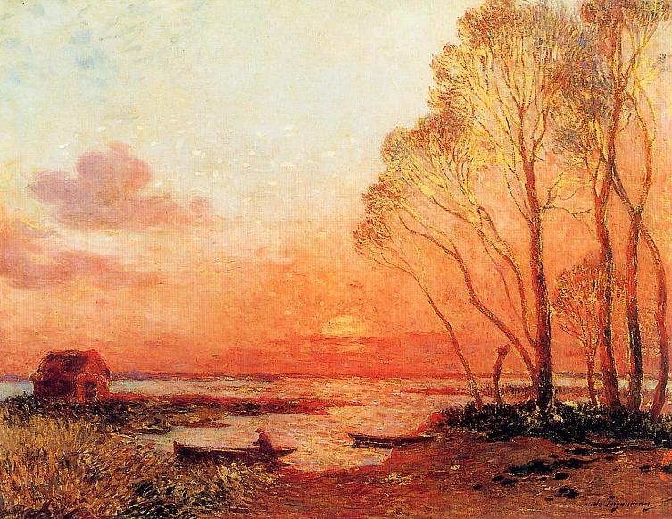 Sunset in Briere Iii (1926) - Ferdinand du Puigaudeau Tablo