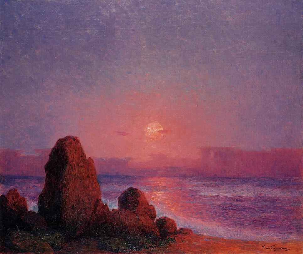 Sunset of the Breton Coast - Ferdinand du Puigaudeau Tablo