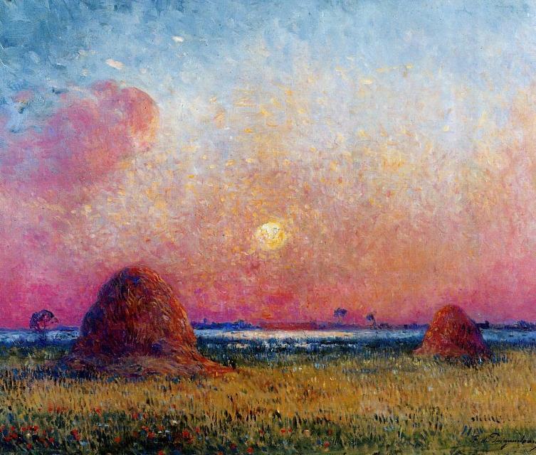 Wheat Stack at Sunset - Ferdinand du Puigaudeau Tablo