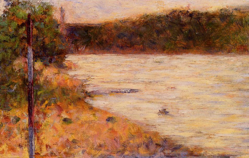 A River Bank (The Seine at Asnieres) (1883) - Georges Seurat Tablo