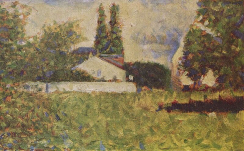 A house between trees (1883) - Georges Seurat Tablo