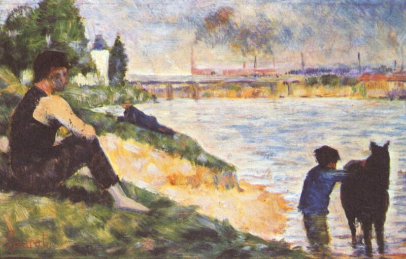 Boy with horse (1883) - Georges Seurat Tablo