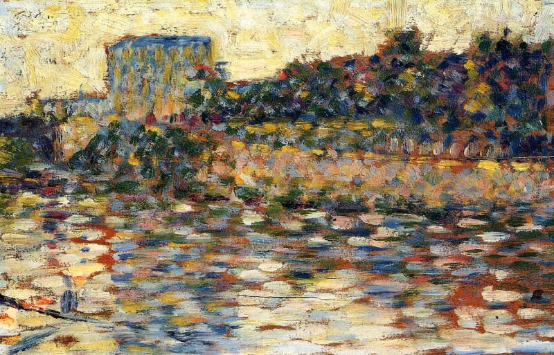Courbevoie, Landscape With Turret (1883) - Georges Seurat Tablo