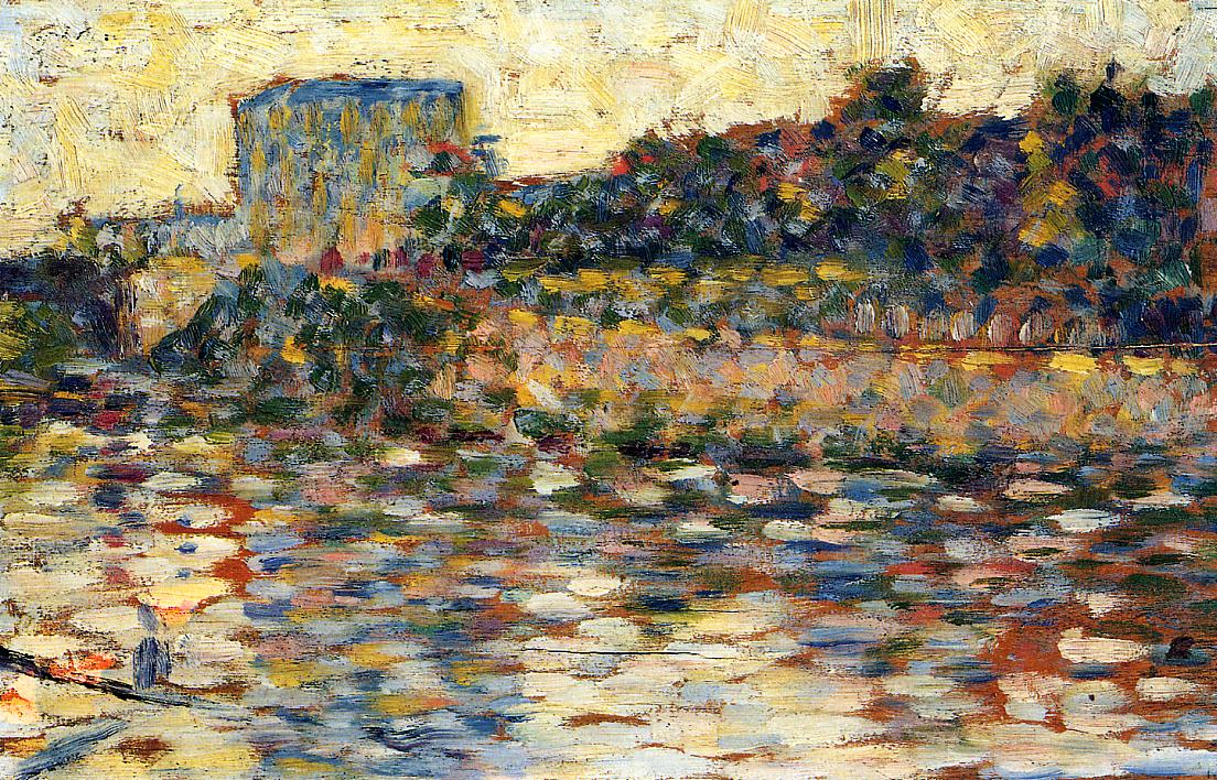 Courbevoie, Landscape With Turret (1883) - Georges Seurat Tablo