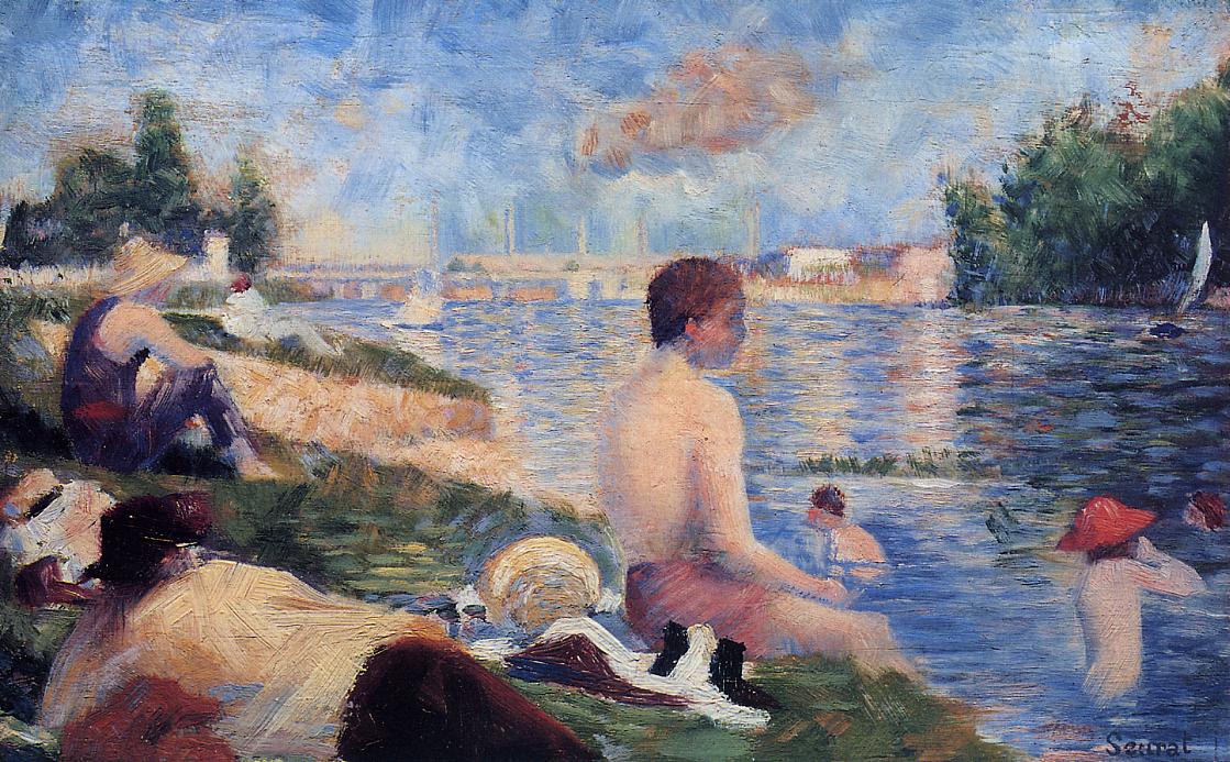 Final Study for Bathing at Asnieres (1883) - Georges Seurat Tablo