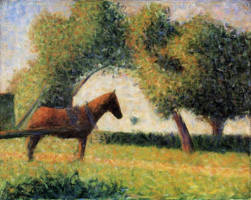 Horse and cart (1882) - Georges Seurat Tablo