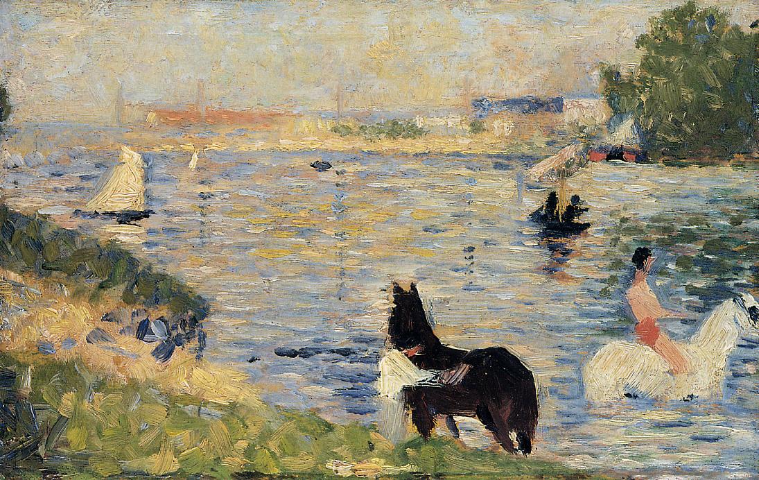 Horses in the Water (1883) - Georges Seurat Tablo
