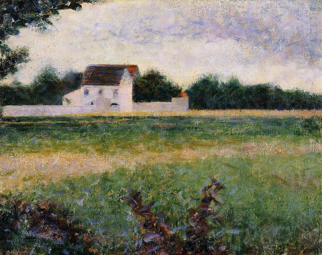 Landscape in the Ile de France (1881) - Georges Seurat Tablo