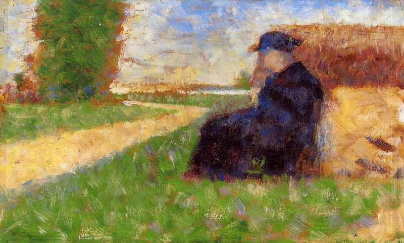 Large Figure in a Landscape (1882) - Georges Seurat Tablo