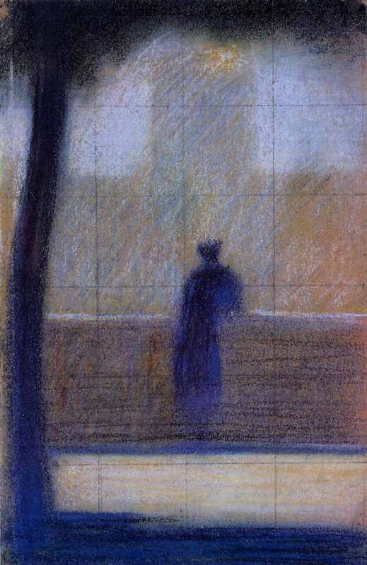 Man leaning on a parapet (1879) - Georges Seurat Tablo