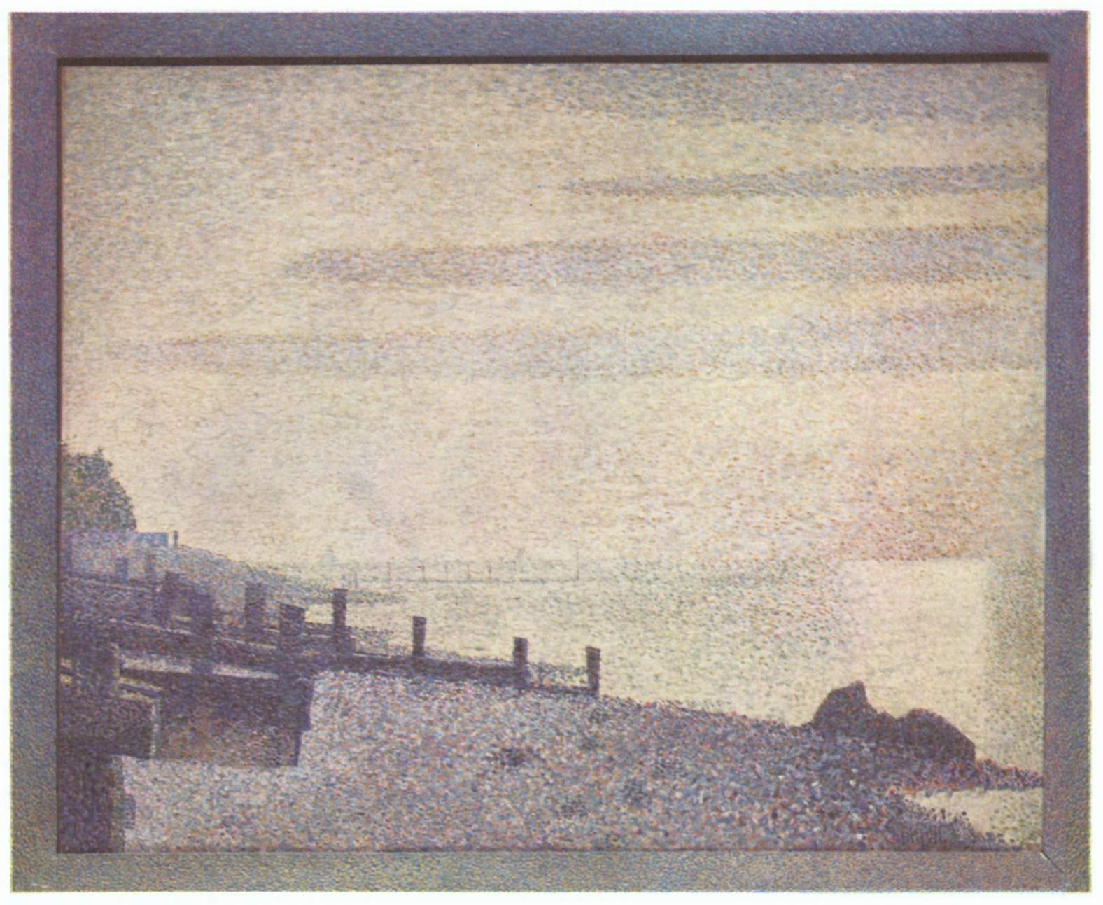 Mouth of the Seine at Honfleur, evening (1886) - Georges Seurat Tablo