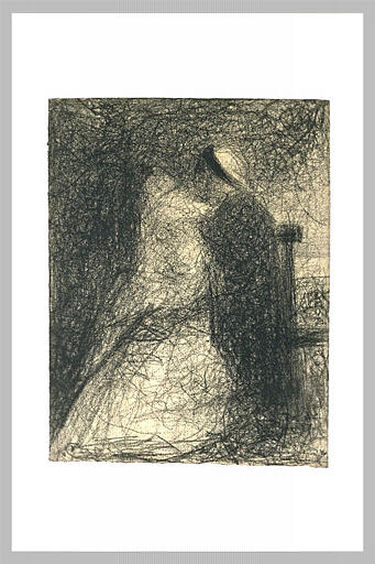 Nurse sitting holding her baby - Georges Seurat Tablo