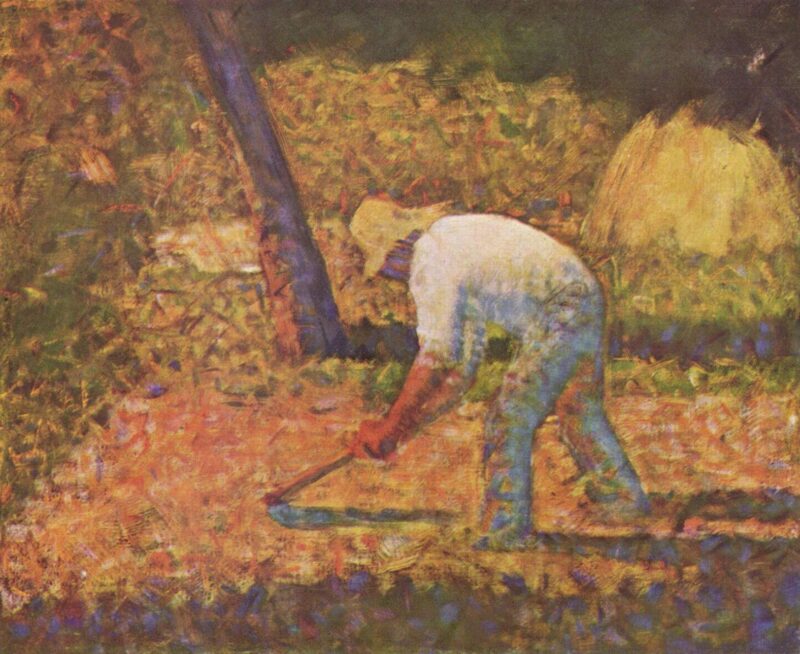 Peasant with Hoe (1882) - Georges Seurat Tablo