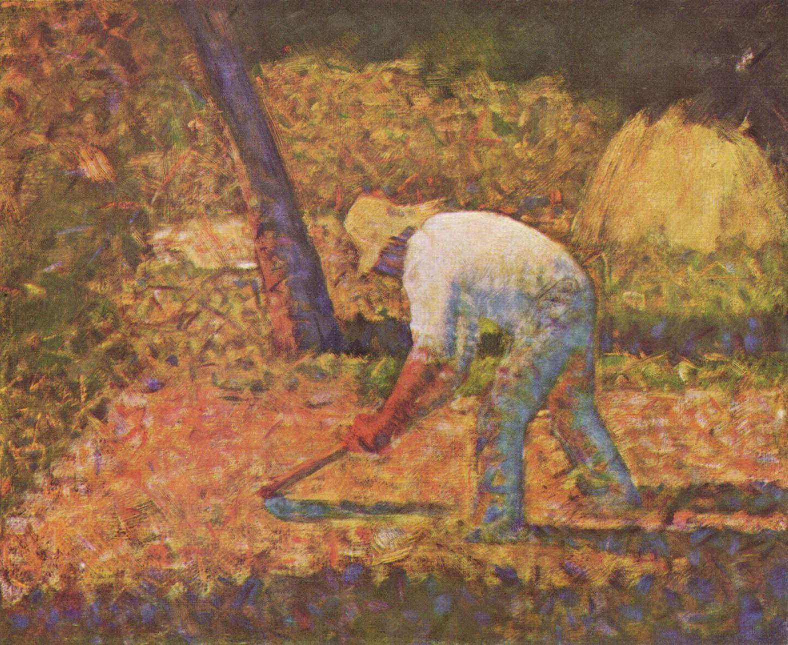 Peasant with Hoe (1882) - Georges Seurat Tablo