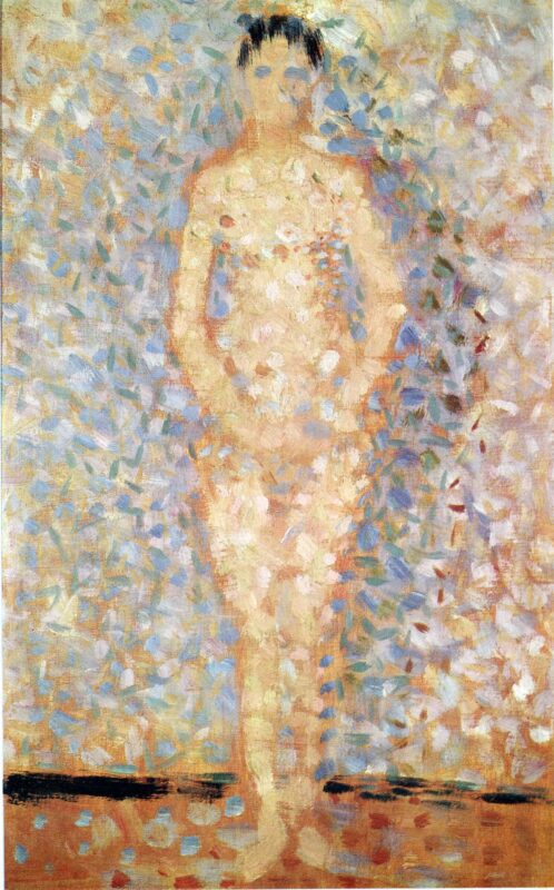 Poseur standing, front view, study for Les poseuses (1887) - Georges Seurat Tablo