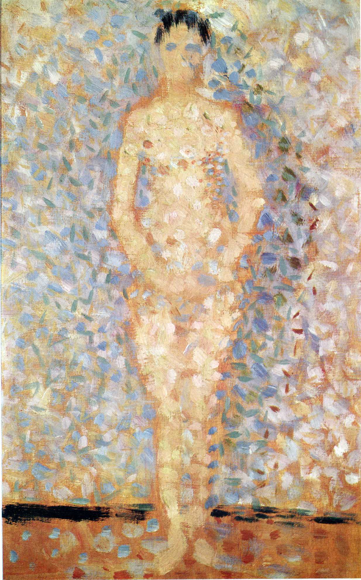Poseur standing, front view, study for Les poseuses (1887) - Georges Seurat Tablo