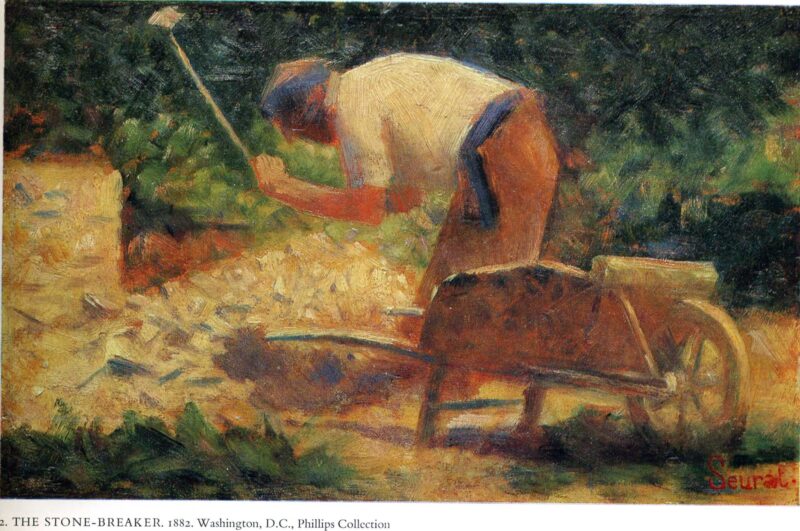 Stone Breaker and Wheelbarrow, Le Raincy (1882) - Georges Seurat Tablo