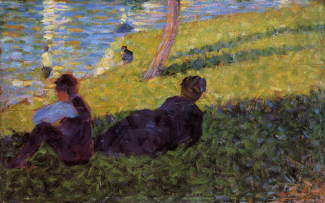 Study for Un dimanche après midi à l'île de la Grande Jatte (1884) - Georges Seurat Tablo