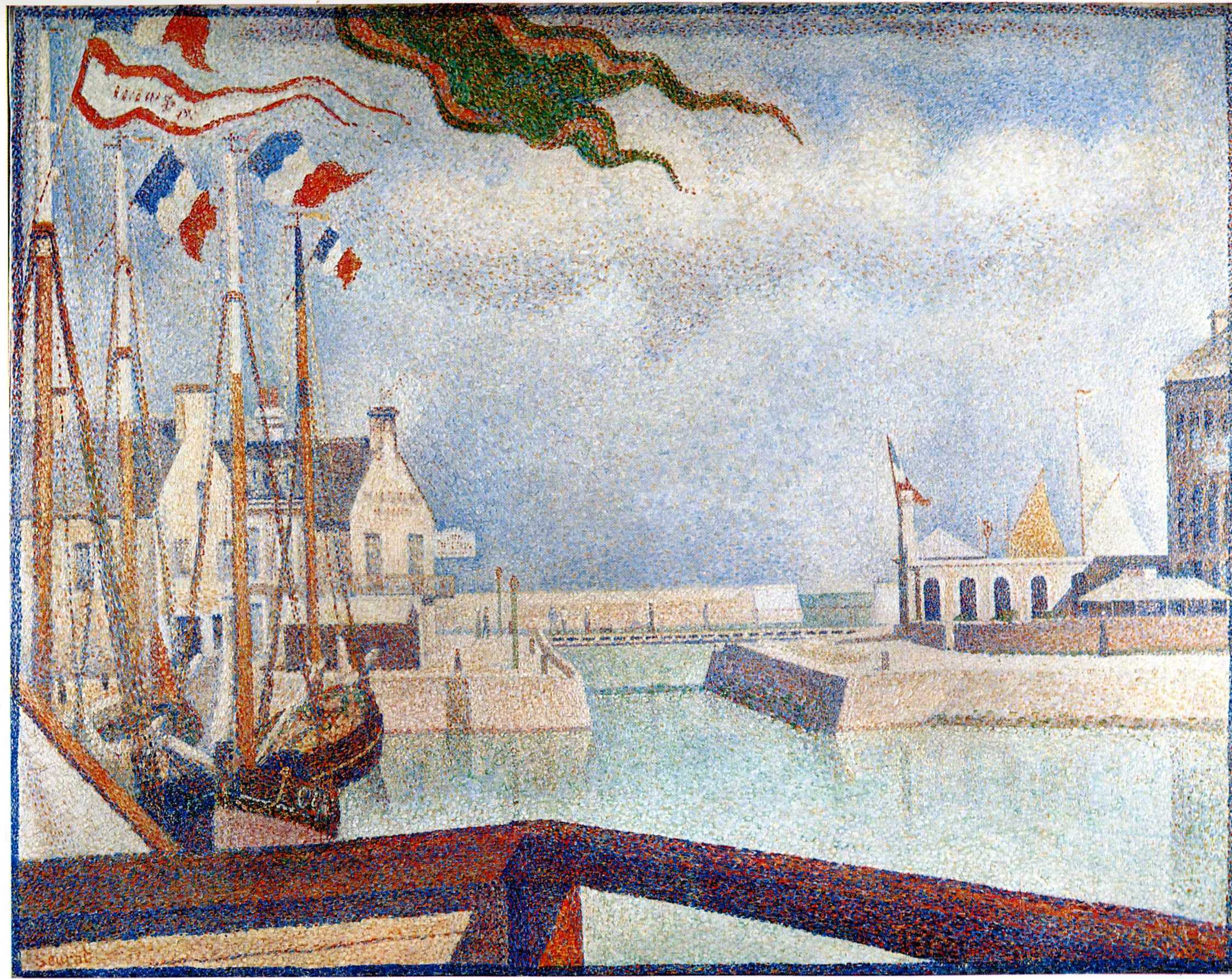 Sunday at Port en Bessin (1888) - Georges Seurat Tablo