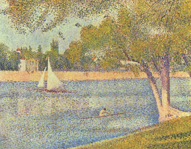The river Seine at La Grande Jatte (1888) - Georges Seurat Tablo