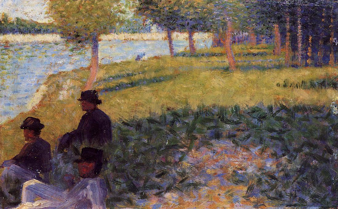 Three Men Seated (1884) - Georges Seurat Tablo