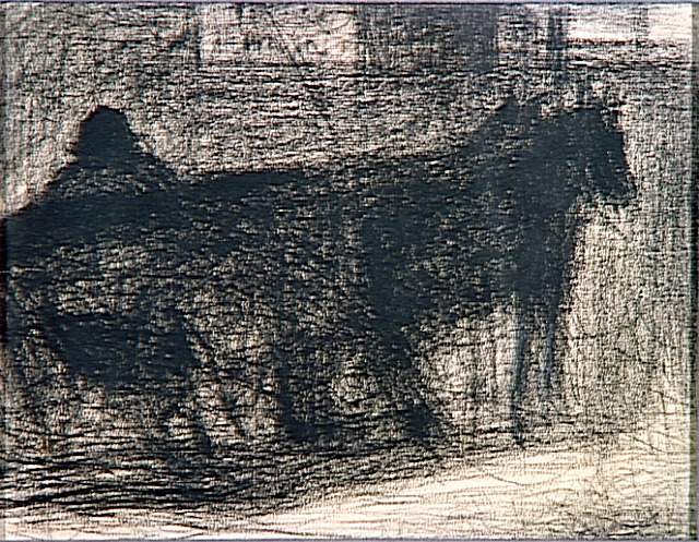 Two horse hitch (1882) – Georges Seurat Tablo