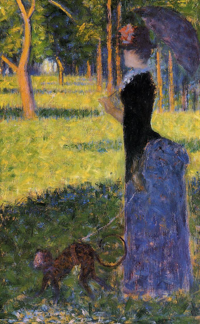 Woman with a Monkey (1884) - Georges Seurat Tablo